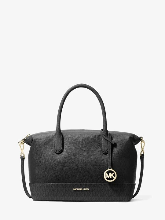 Zdjęcie produktu Średnia torba Hyde ze skóry groszkowej z charakterystycznym logo Michael Kors CZARNY (Czarny)