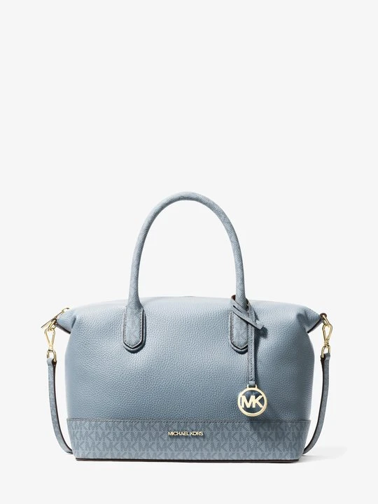 Zdjęcie produktu Średnia torba Hyde ze skóry groszkowej z charakterystycznym logo Michael Kors CHAMBRAY (Niebieski)