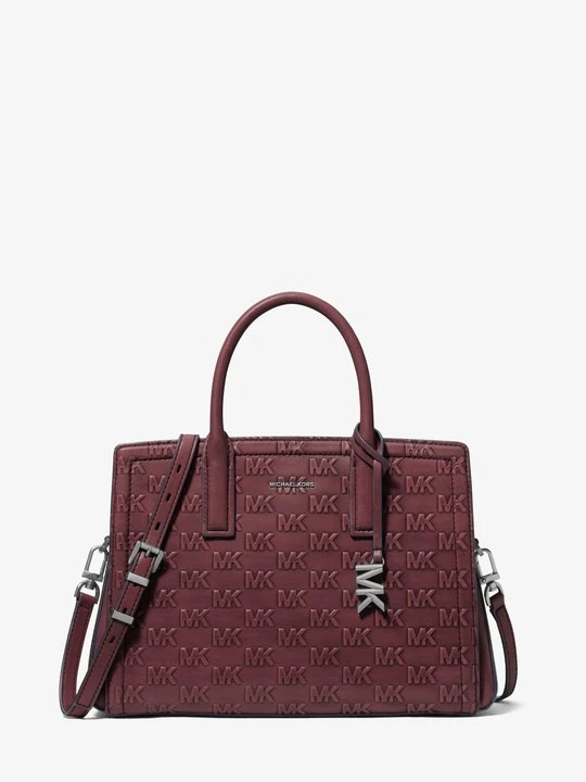 Zdjęcie produktu Średnia torba Laila z polerowanej skóry z wytłoczonym logo Michael Kors OXBLOOD (Czerwony)