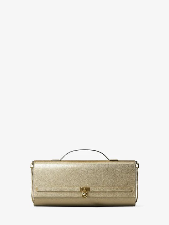 Zdjęcie produktu Średnia torba na ramię Hamilton Moderne z metalicznej skóry z przepinanym paskiem Michael Kors BLADOZŁOTY (Złoty)