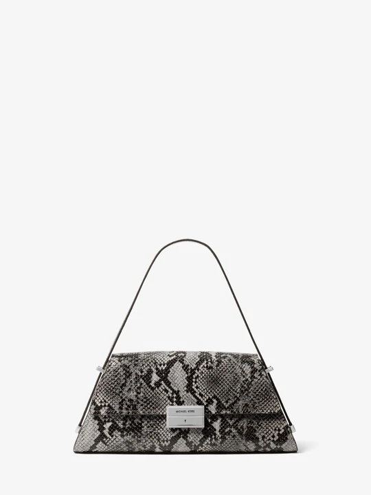 Zdjęcie produktu Średnia torba na ramię Ludlow ze skóry z fakturą skóry węża Michael Kors KAMIENNOSZARY (Szary)