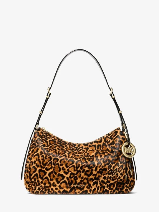 Zdjęcie produktu Średnia torba na ramię Nolita ze skóry cielęcej w lamparci wzór Michael Kors
