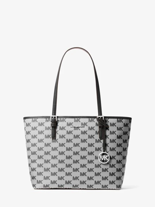 Zdjęcie produktu Średnia torba tote Jet Set z żakardowym logo Michael Kors CZARNY (Czarny)
