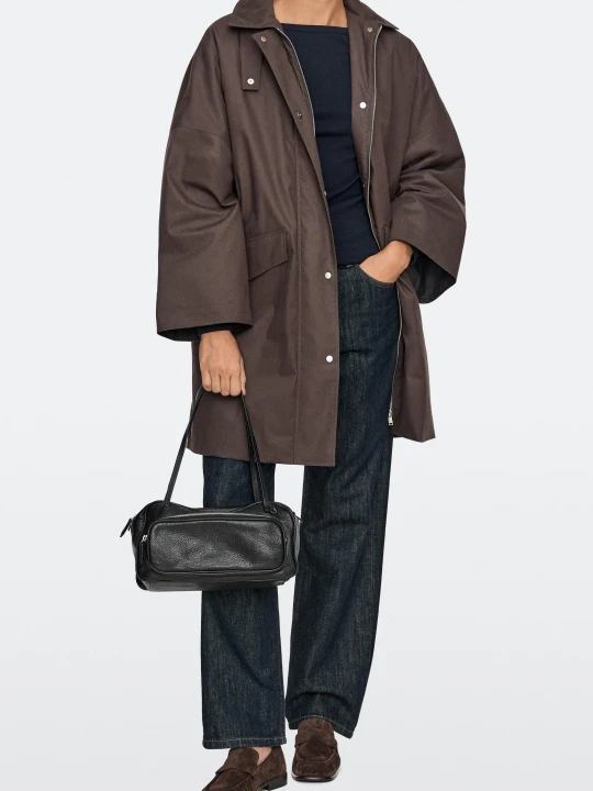 Zdjęcie produktu Średnia Torebka Bowling Ze Skóry Nappa - Czarny - Massimo Dutti - Female