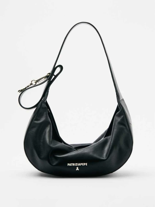 Zdjęcie produktu Średnia torebka crossbody New Moon ze skóry Patrizia Pepe czarny