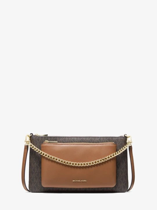 Zdjęcie produktu Średnia torebka do przewieszenia przez ramię Jet Set z charakterystycznym logo i odpinanym paskiem Michael Kors brązowy