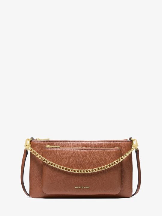 Zdjęcie produktu Średnia torebka do przewieszenia przez ramię Jet Set z groszkowej skóry z odpinanym paskiem Michael Kors BRĄZOWY (Brązowy)