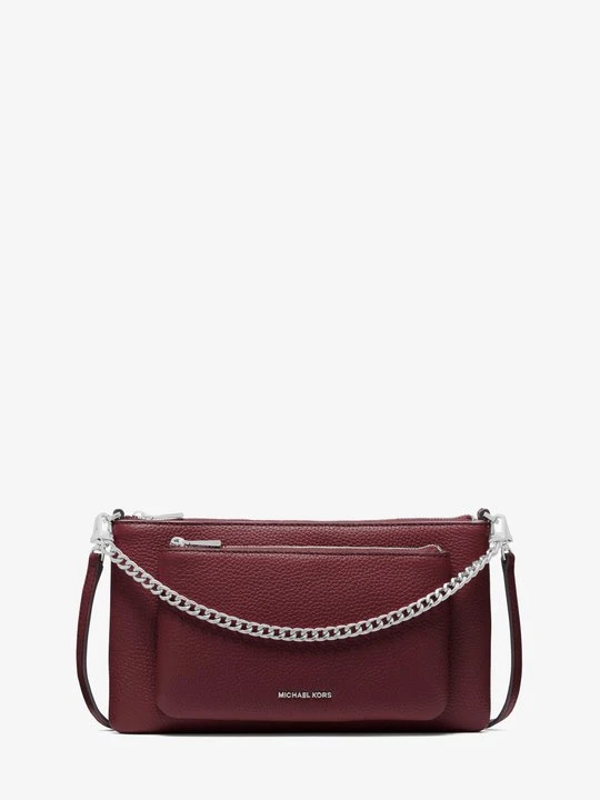 Zdjęcie produktu Średnia torebka do przewieszenia przez ramię Jet Set z groszkowej skóry z odpinanym paskiem Michael Kors OXBLOOD (Czerwony)