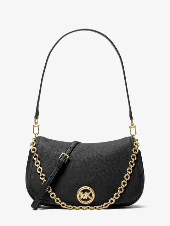 Zdjęcie produktu Średnia torebka na ramię Nolita ze skóry groszkowej z odpinanym paskiem Michael Kors CZARNY (Czarny)