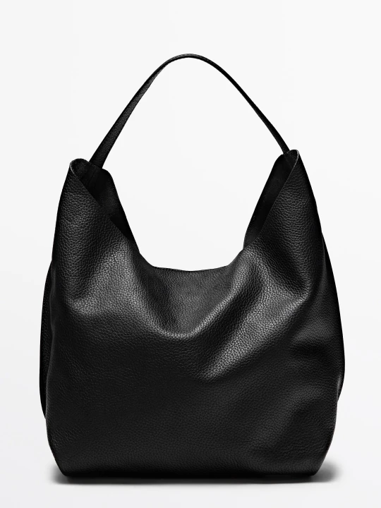 Zdjęcie produktu Średnia Torebka Na Ramię Ze Skóry Nappa - Czarny - Massimo Dutti - Female