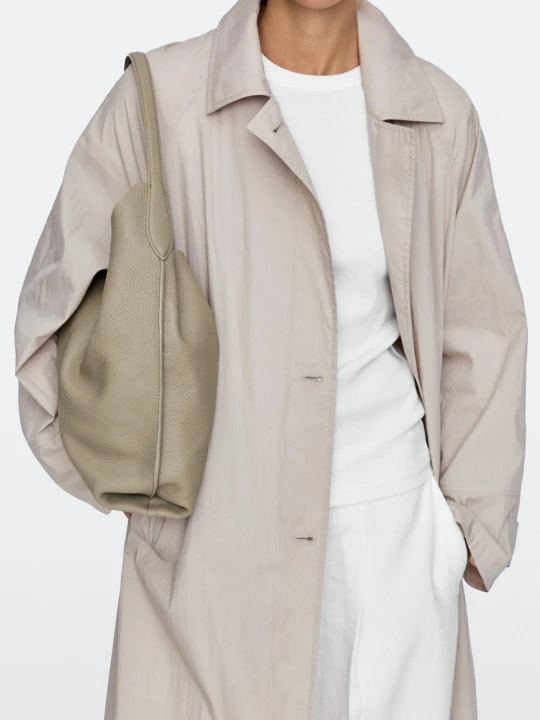 Zdjęcie produktu Średnia Torebka Na Ramię Ze Skóry Nappa - Szarobrązowy - Massimo Dutti - Female
