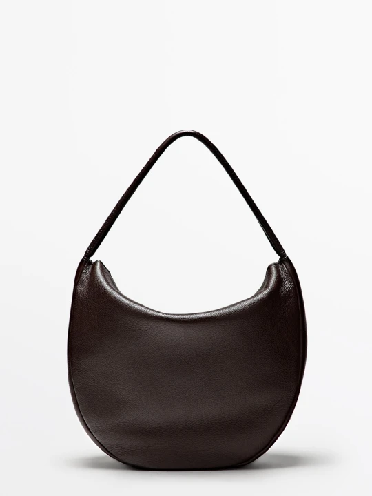 Zdjęcie produktu Średnia Torebka Typu Slouch Ze Skóry Nappa - Brązowy - Massimo Dutti - Female