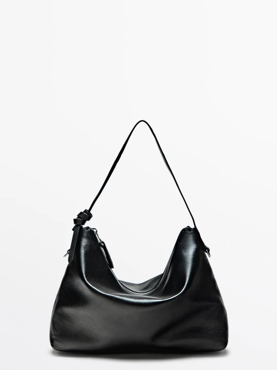 Zdjęcie produktu Średnia Torebka Ze Skóry Nappa - Czarny - Massimo Dutti - Female