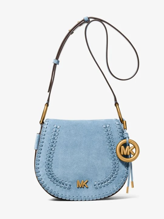 Zdjęcie produktu Średnia zamszowa zaokrąglona torebka ze ściegiem zadziergiwanym Michael Kors CHAMBRAY (Niebieski)