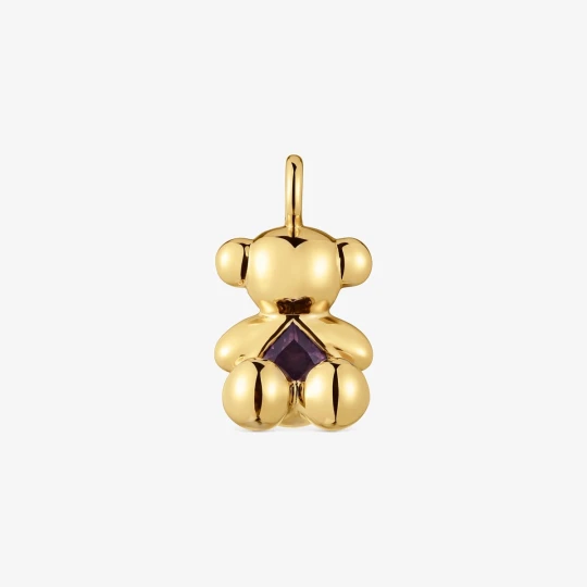 Zdjęcie produktu Średniego Rozmiaru Srebrny Wisiorek Bold Bear Z Motywem Misia, Pozłacany 18-Karatowym Złotem, Z Ametystem - Tous LILAC