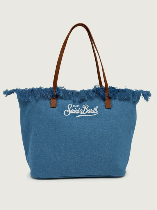 Zdjęcie produktu ST.Barth Jeansowa shopperka City | z dodatkiem skóry niebieski