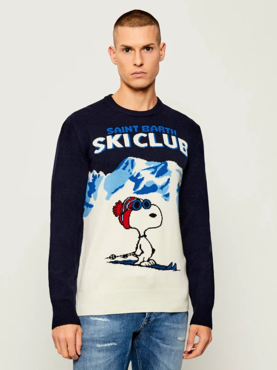 Zdjęcie produktu ST.Barth Sweter HERON C SAINT BARTH X PEANUTS | Regular Fit | z dodatkiem wełny i kaszmiru granatowy