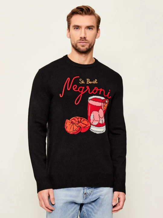 Zdjęcie produktu ST.Barth Sweter Heron NEGRONI | Regular Fit | z dodatkiem wełny i kaszmiru czarny