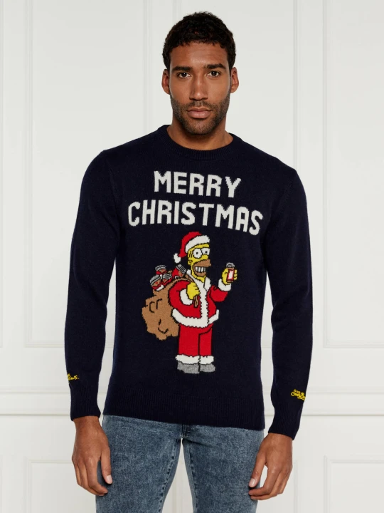 Zdjęcie produktu ST.Barth Sweter Heron ST. BARTH X THE SIMPSONS | Regular Fit | z dodatkiem wełny i kaszmiru granatowy