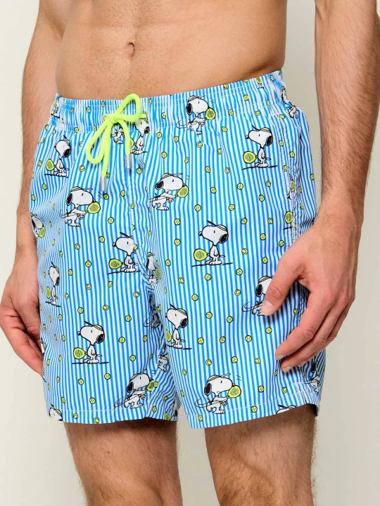 Zdjęcie produktu ST.Barth Szorty kąpielowe GUSTAVIA SNOOPY PADEL | ST.BARTH X PEANUTS | Regular Fit błękitny