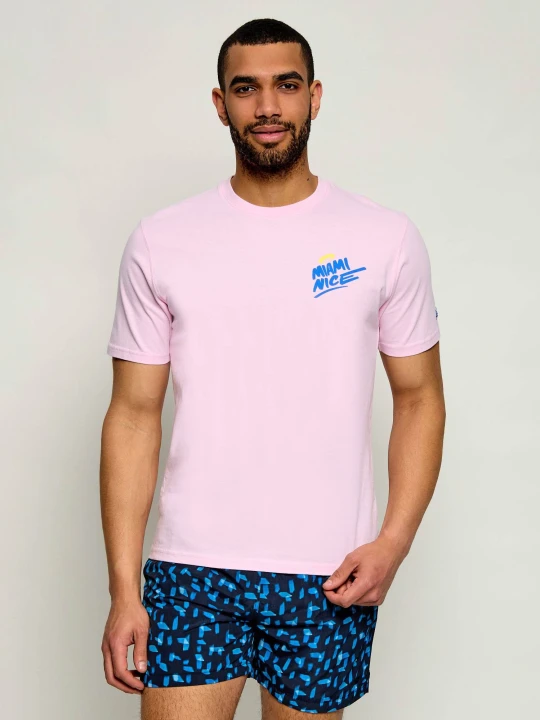 Zdjęcie produktu ST.Barth T-shirt Portland | St. Barth x Ready to smile | Regular Fit pudrowy róż