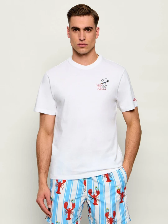 Zdjęcie produktu ST.Barth T-shirt Portofino Snoopy Coffee | Classic fit biały
