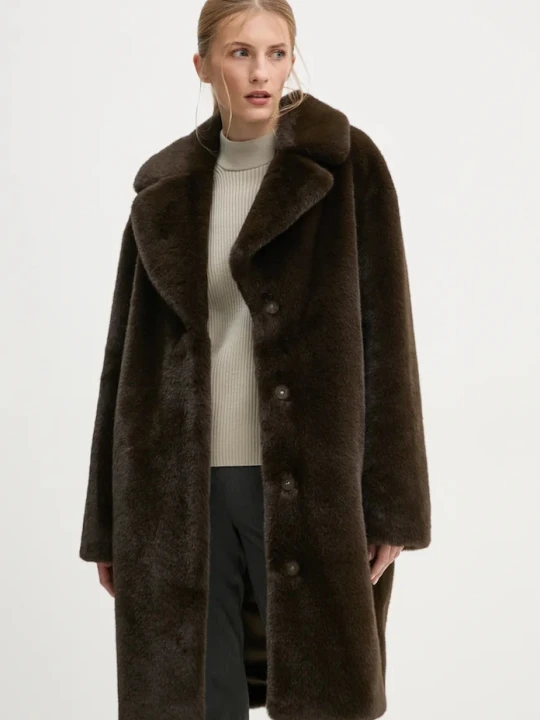 Zdjęcie produktu Stand Studio płaszcz ze sztucznego futra damski Camille Cocoon Coat brązowy