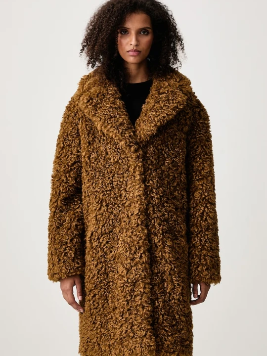 Zdjęcie produktu Stand Studio płaszcz ze sztucznego futra damski Camille Cocoon Coat brązowy