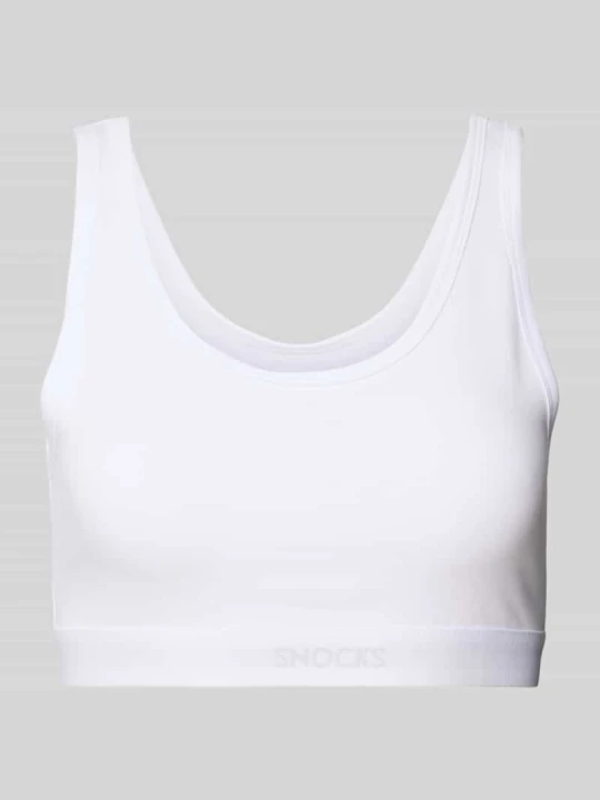 Zdjęcie produktu Bustier z elastycznym pasem i detalem z logo Snocks Biały