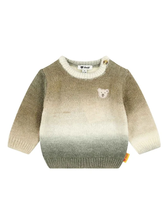 Zdjęcie produktu Steiff Sweter w kolorze oliwkowo-kremowym rozmiar: 74