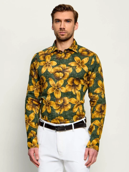 Zdjęcie produktu Stenströms Lniana koszula | Slim Fit zielony