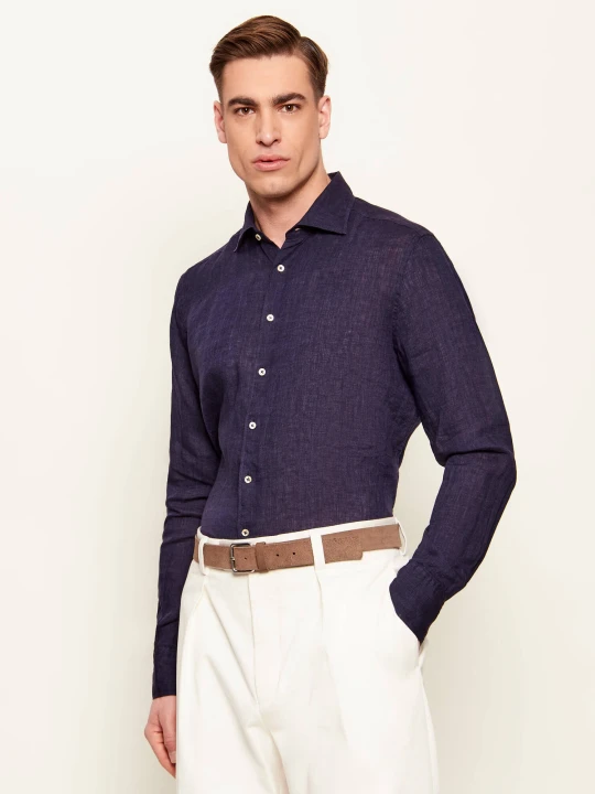 Zdjęcie produktu Stenströms Lniana koszula | Slim Fit granatowy
