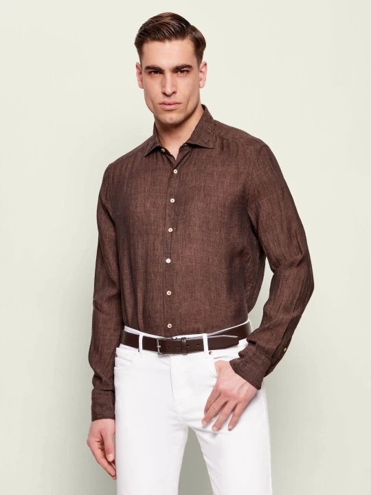 Zdjęcie produktu Stenströms Lniana koszula | Slim Fit brązowy