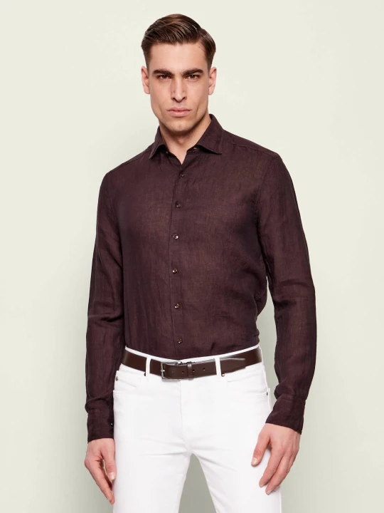 Zdjęcie produktu Stenströms Lniana koszula | Slim Fit brązowy