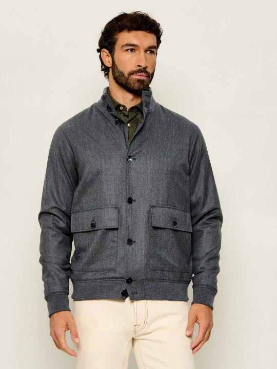 Zdjęcie produktu Stenströms Wełniana kurtka bomber | Regular Fit szary