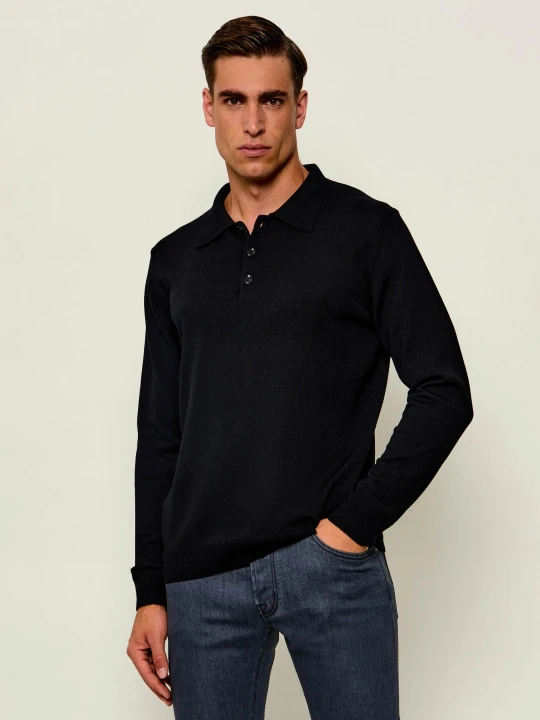 Zdjęcie produktu Stenströms Wełniane polo | Regular Fit czarny