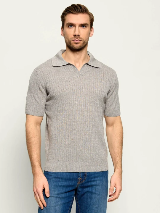 Zdjęcie produktu Stenströms Wełniane polo | Slim Fit | z dodatkiem lnu szary