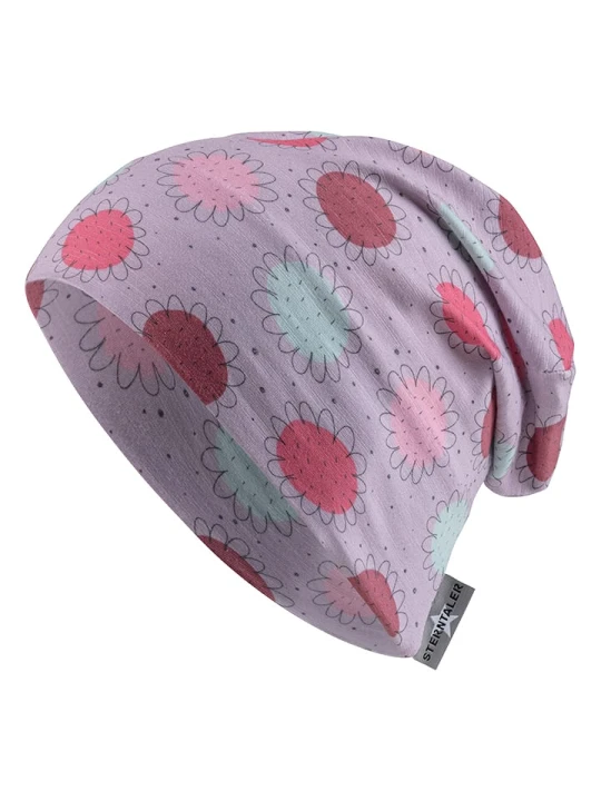 Zdjęcie produktu Sterntaler Czapka beanie "Flowers" w kolorze fioletowym rozmiar: 49 cm