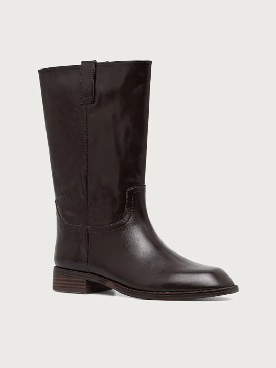 Zdjęcie produktu Steve Madden kozaki na płaskim obcasie damskie skórzane Primo brązowy