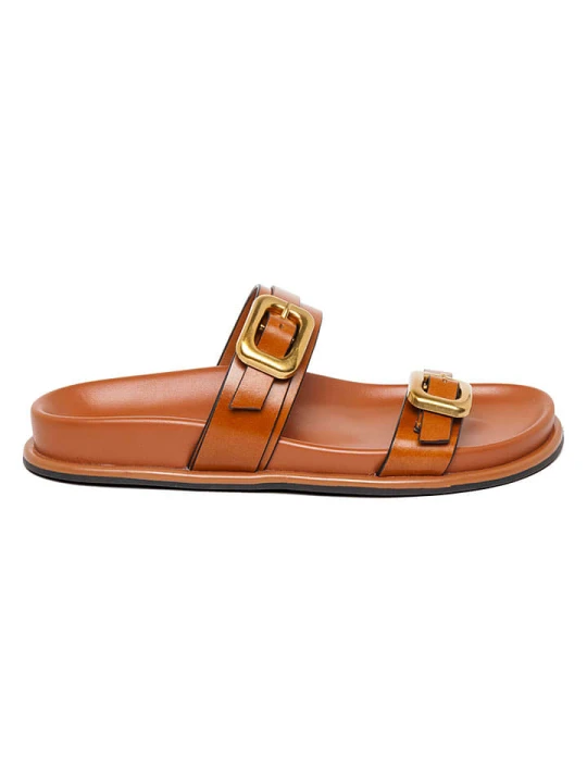 Zdjęcie produktu Steve Madden Skórzane klapki w kolorze jasnobrązowym rozmiar: 39