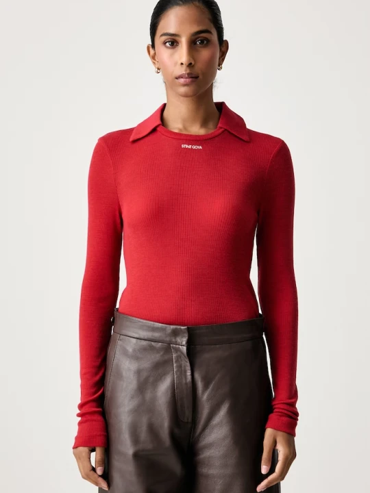 Zdjęcie produktu Stine Goya longsleeve damski z wełny merino czerwony