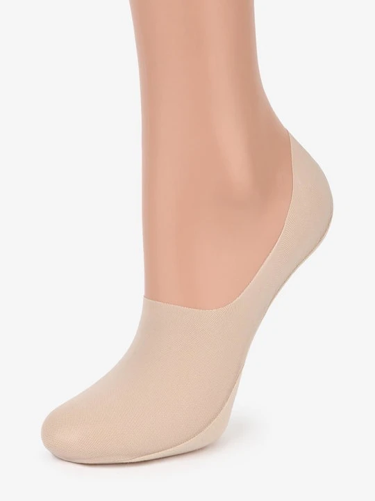 Zdjęcie produktu Stopki damskie beżowe z przewiewnej siateczki i silikonowym paskiem 2pak - Comfort Net High MARILYN