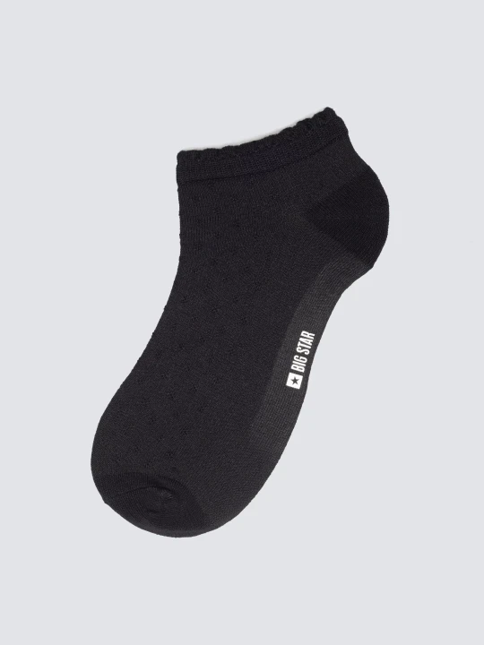 Zdjęcie produktu stopki damskie z ozdobną falbanką z wiskozy czarne casandra 906 Big Star