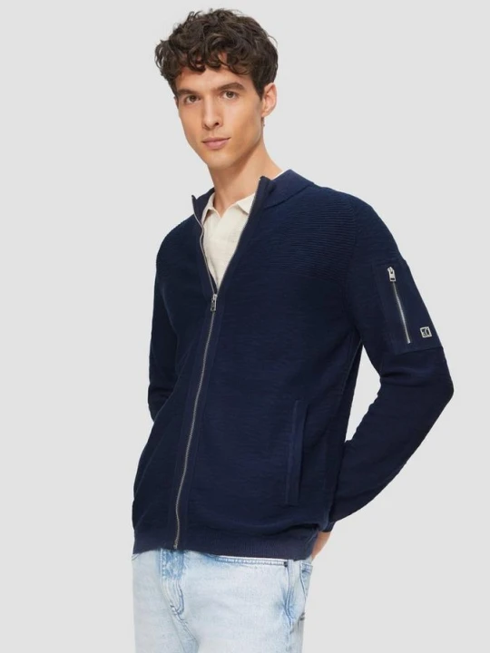 Zdjęcie produktu Strickjacke mit Flammgarnstruktur und Stehkragen s.Oliver niebieski