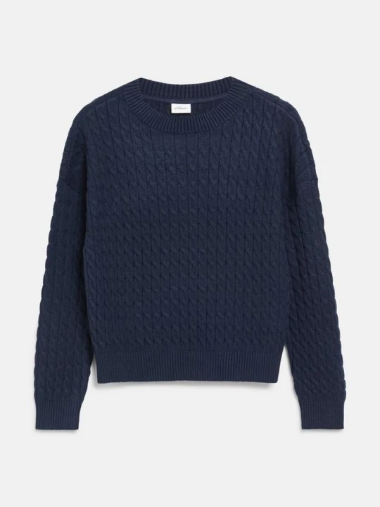Zdjęcie produktu Strickpullover mit Zopfmuster im Loose Fit s.Oliver niebieski