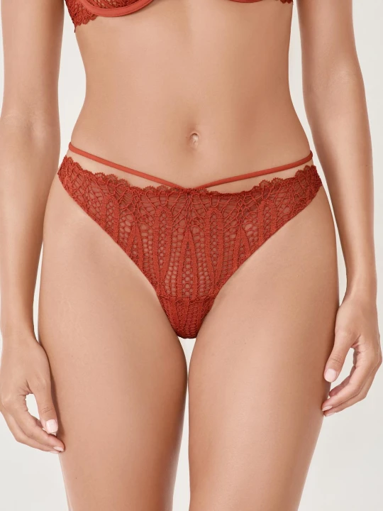 Zdjęcie produktu Stringi koronkowe Etam brązowy