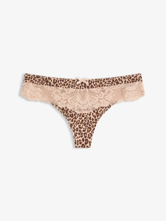Zdjęcie produktu Stringi panty w panterkę BonPrix beżowy