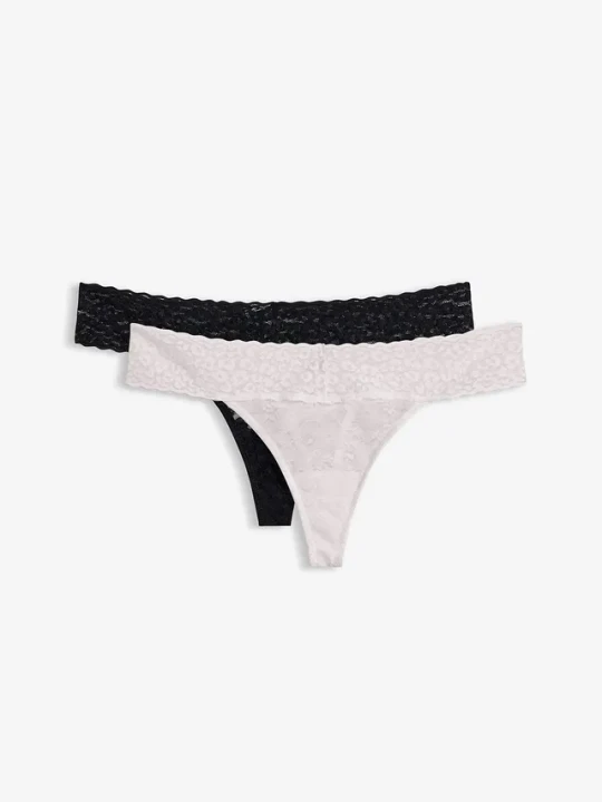 Zdjęcie produktu Stringi tanga z koronki (2 pary) BonPrix biały