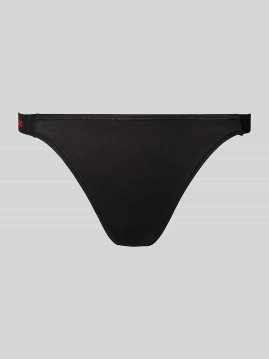 Zdjęcie produktu Stringi z bocznymi wstawkami w pasie z logo model ‘HUGO ID STRING’ Czarny