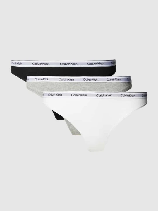 Zdjęcie produktu Stringi z elastycznym pasem w zestawie 3 szt. Calvin Klein Jasnoszary